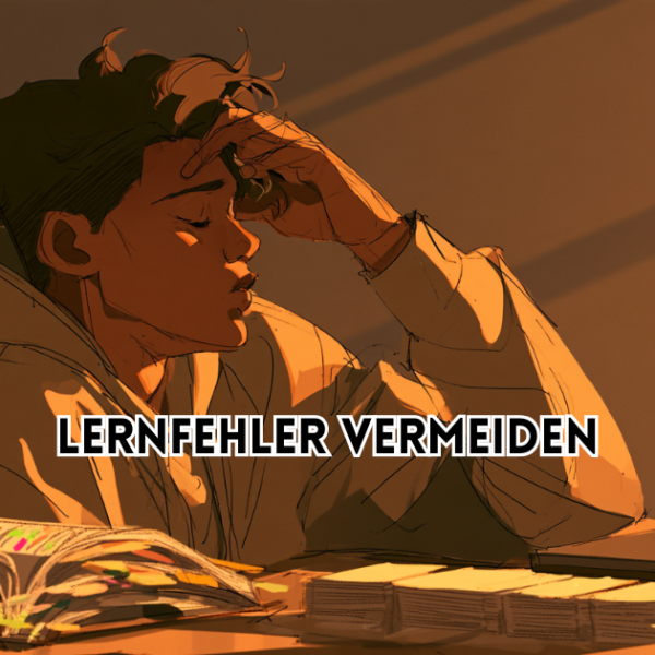 Lernfehler vermeiden – Illustration einer Person, die drei Finger hochhält, symbolisch für drei typische Fehler beim Lernen.