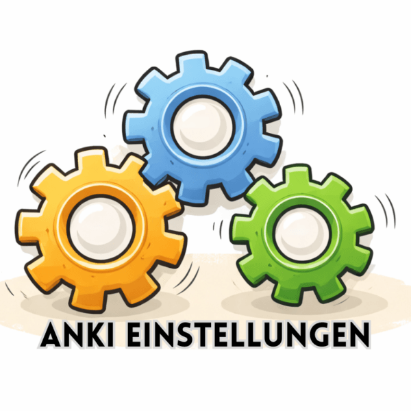 Illustration von Zahnrädern als symbolische Darstellung Optimale Anki Einstellungen zur effizienten Lernorganisation.