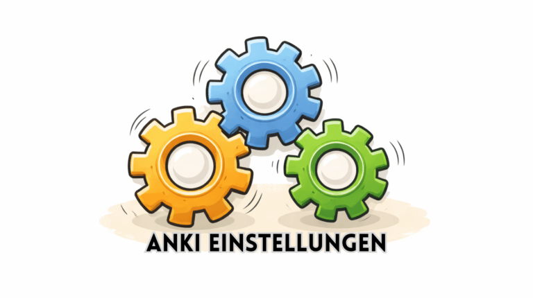 Illustration von Zahnrädern als symbolische Darstellung Optimale Anki Einstellungen zur effizienten Lernorganisation.